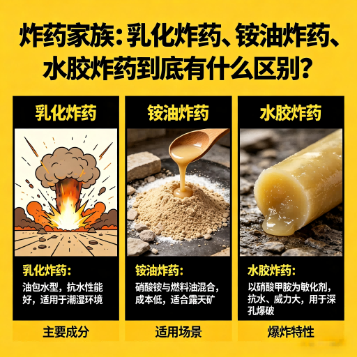 丹棱炸药家族：乳化炸药、铵油炸药、水胶炸药到底有什么区别？